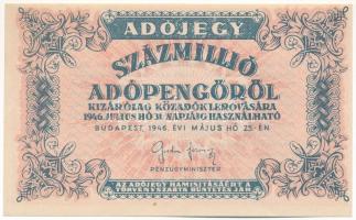 1946. 100.000.000AP kissé felfelé tolódott nyomattal T:I,I- apró fo. Adamo P55