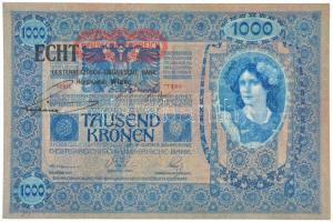 1902. 1000K piros "DEUTSCHÖSTERREICH" és fekete " ECHT OESTERREICHISCH-UNGARISCHE BAN...