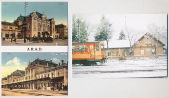 VASÚTÁLLOMÁSOK - 46 db MODERN történelmi magyar képeslap reprintekkel / RAILWAY STATION - 46 modern ...