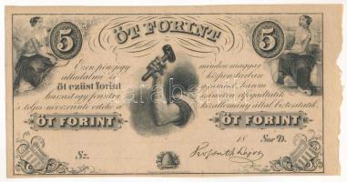 1852. 5Ft Kossuth bankó kitöltetlen, D T:I  Hungary 1852. 5 Forint D without date and serial number C:UNC  Adamo G124