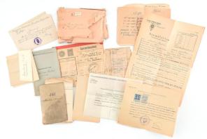 cca 1910-1940 Vegyes katonai okmány tétel: katonakönyv, illetménykönyv, Frontharcos Szövetség lap, egyéb katonai okmányok
