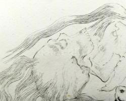 Melocco Miklós (1935): Kötél csomó - Memento Mori. Ceruza, papír, üvegezett keretben. 21 x 30 cm, 14...