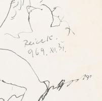 cca 1970-90 Reich Károly (1922-1988): Illusztráció, ofszet nyomat, papír, paszpartuban, jelzett a ny...