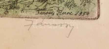 Jánossy Ferenc (1926-1982): Kis patak. Színezett rézkarc, papír, jelzett, lap széle kissé foltos, 31...