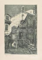 Varga Mátyás (1910-2002): Romantikus táj. Rézkarc, papír, jelzett, kissé foltos, 29x19 cm