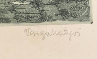 Varga Mátyás (1910-2002): Romantikus táj. Rézkarc, papír, jelzett, kissé foltos, 29x19 cm