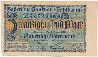 Német Birodalom / Bajorország 1923. 20.000M T:III German Empire / Bavaria 1923. 20.000 Mark C:F Krause P#?S926