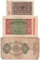 Német Birodalom 1910. 1000M piros pecsét, hétjegyű sorszám (4x) + 1922. 10.000M + 1923. 2M + 1923. 2...