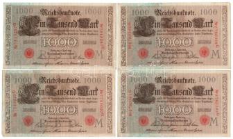 Német Birodalom 1910. 1000M piros pecsét, hétjegyű sorszám (4x) + 1922. 10.000M + 1923. 2M + 1923. 2...