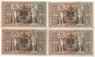 Német Birodalom 1910. 1000M piros pecsét, hétjegyű sorszám (4x) + 1922. 10.000M + 1923. 2M + 1923. 2...