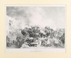Paul Jourdy (1805-1856) után, Charles Etienne Pierre Motte (1785-1836) metszése: Csatajelenet (Combat De Benoutii). Litográfia, papír, jelzett a metszeten. Néhány egészen apró folttal. Paszpartuban. 23x32 cm