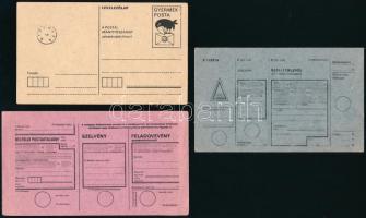 Gyermekposta 3 db használatlan nyomtatvány, benne levelezőlap, feladólevél és feladóvevény