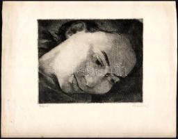Pohárnok Zoltán (1905-1976): Fekvő. Rézkarc, papír, jelzett. Lap széle kissé sérült, apró foltokkal. 18x23 cm