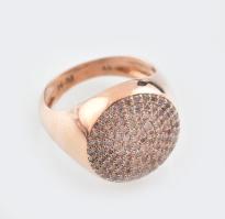 Arany (Au) 14K rosegold gyűrű gyémántokkal kirakva, 1,2 ct, méret: 54, bruttó: 7,6 g