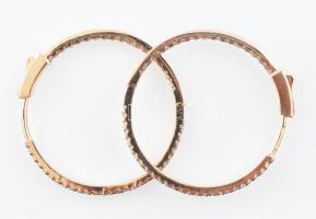 Arany (Au) 14K rosegold karikafülbevaló-pár gyémántokkal kirakva, 1,3 ct, d: 2,5 cm, bruttó: 6,04 g