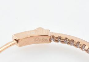 Arany (Au) 14K rosegold karikafülbevaló-pár gyémántokkal kirakva, 1,3 ct, d: 2,5 cm, bruttó: 6,04 g