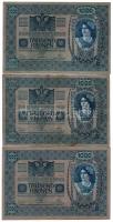 Ausztria 1919. (1902.) 1000K mindkét oldal német, piros "DEUTSCHÖSTERREICH" függőleges fel...