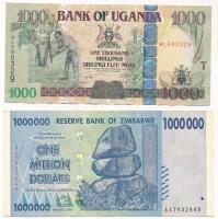 Türkmenisztán 1993. 1M + Románia 1998. 5000L + Tanzánia 2003. 500Sh + Uganda 2007. 1000Sh + Zimbabwe...