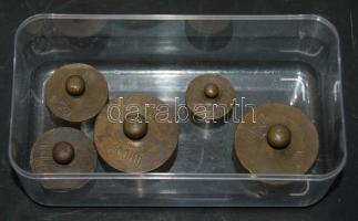 5db-os régi réz súlykészlet