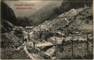 1910 Kolozsvár, Cluj; villanytelep, gyűjtőmedence építése. Deák Ferenc tőzsde kiadása / electric power plant, station, cistern construction