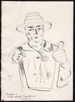 Pohárnok Zoltán (1905-1976), 2 db rajz: Hordár a Billingsgate Market-on (London), jelzett és Alak a ...