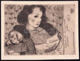 Pohárnok Zoltán (1905-1976): Anya gyermekével. Rézkarc, papír. Jelzett. Próbanyomat. 13,5x18,5 cm.