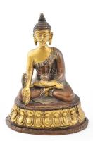Réz buddha figura, m: 14 cm