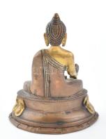 Réz buddha figura, m: 14 cm