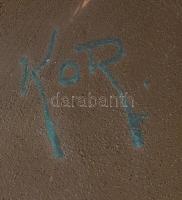 Kornfeld János: Ikebana, mázas kerámia, jelzett, hibátlan, h: 33,5 cm