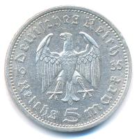 Német Harmadik Birodalom 1935A 5M Ag "Paul von Hindenburg" T:2 German Third Reich 1935A 5 ...