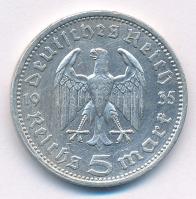 Német Harmadik Birodalom 1935A 5M Ag "Paul von Hindenburg" T:2 German Third Reich 1935A 5 ...