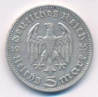 Német Harmadik Birodalom 1935D 5M Ag "Hindenburg" T:2,2- patina German Third Reich 1935D 5...
