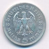 Német Harmadik Birodalom 1935A 5M Ag "Paul von Hindenburg" T:1-,2 patina German Third Reic...