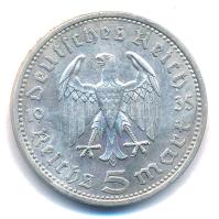 Német Harmadik Birodalom 1935A 5M Ag "Paul von Hindenburg" T:1-,2 patina German Third Reic...