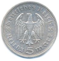Német Harmadik Birodalom 1935A 5M Ag "Paul von Hindenburg" T:2,2- patina German Third Reic...
