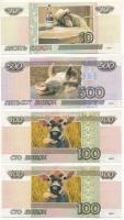 Oroszország 1997. 10B + 100B (2x) + 500B fantázia bankjegy T:1 Russia 1997. 10 Beans + 100 Beans (2x) + 500 Beans fantasy banknote C:UNC
