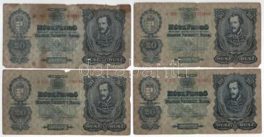 1930. 20P (4x) T:III,III- Hungary 1930. 20 Pengő (4x) C:F,VG Adamo P11