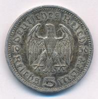 Német Harmadik Birodalom 1936A 5M Ag "Hindenburg" T:2 ph., patina German Third Reich 1936A...