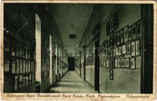 1936 Esztergom, Szent Benedek-rendi Szent István katolikus főgimnázium, folyosó részlet, belső (fa)