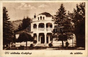 1944 Királyhágó, Bucsa, Bucea; OTI üdülőtelep, üdülőház. A dolgozó ember legnagyobb kincse: az egészség, Bányász Ede felv. / holiday resort, hotel