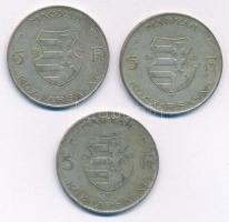 1947. 5Ft Ag "Kossuth" (3x) T:2,2- patina Adamo F8.1