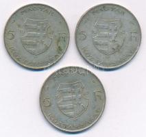 1947. 5Ft Ag "Kossuth" (3x) T:2- patina Adamo F8.1