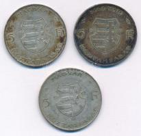 1947. 5Ft Ag "Kossuth" (3x) T:2-,3 patina Adamo F8.1