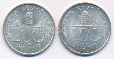 1993. 200Ft Ag "MNB" (2x) T:1- Adamo F13