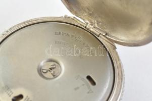 Eterna ezüst (Ag) ébresztős zsebóra. Szép számlappal, jelzett. Javításra szorul. d: 50 mm