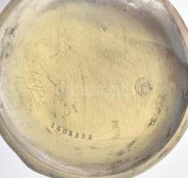 Eterna ezüst (Ag) ébresztős zsebóra. Szép számlappal, jelzett. Javításra szorul. d: 50 mm