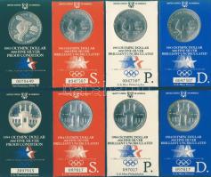 USA 1983-84. 1$ Ag "Los Angeles-i olimpia-diszkoszvető, stadion" (8x) klf verdejelekkel, komplett sor! T:PP (2x),BU (6x) Díszkiadásban!