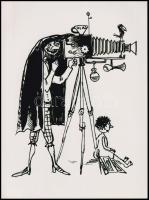 cca 1955 Fény-gépész karikatúrája fotómásolaton, 1 db mai nagyítás, 24x17,7 cm