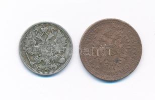 Orosz Birodalom 1912. 15k Ag + Ausztria 1851B Cu 1Kr T:2,2- patina, korrózió 
Russian Empire 1912. ...