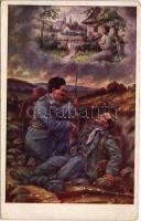 Der letzte Wunsch / Az utolsó óhaj / WWI Austro-Hungarian K.u.K. military art postcard, injured soldiers last wish. O.K.W. 4007. (EK)